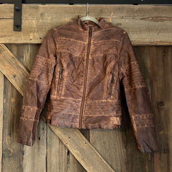 J-2 faux-leather brown jacket - Picture 1 of 6